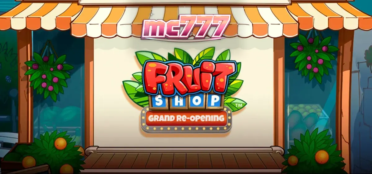 Tampilan antarmuka mobile slot Fruit Shop Grand Re-Opening dengan grafis buah yang cerah